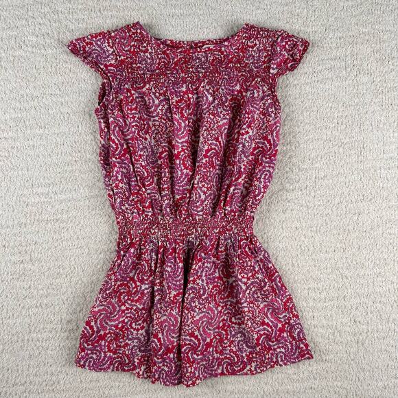 Peek Girls‎ Dress S 4/5 Red Purple Floral Smocked Abstract Dress - Picture 1 of 6